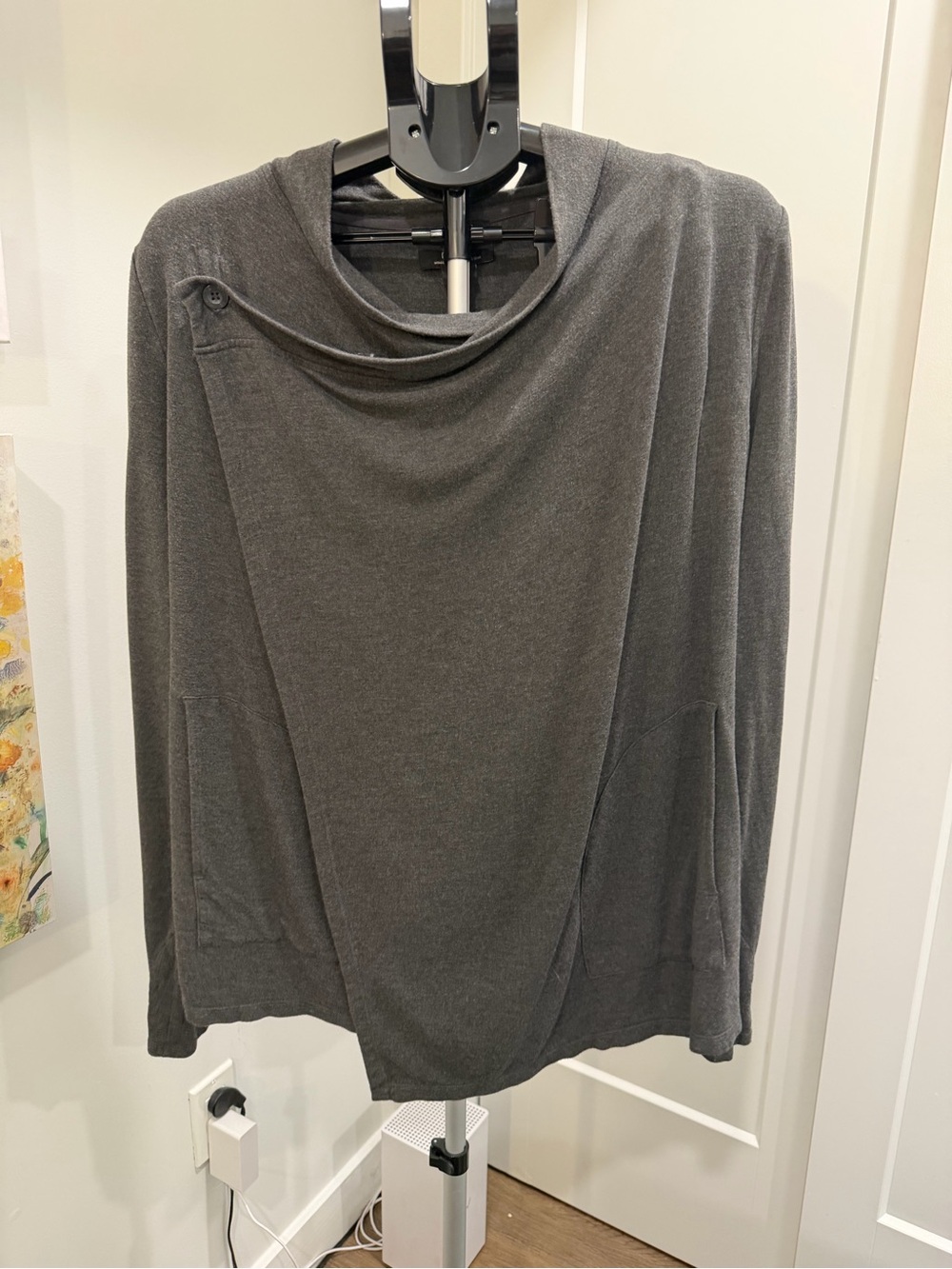 Mondetta Charcoal Gray Draped Poncho Sweater
